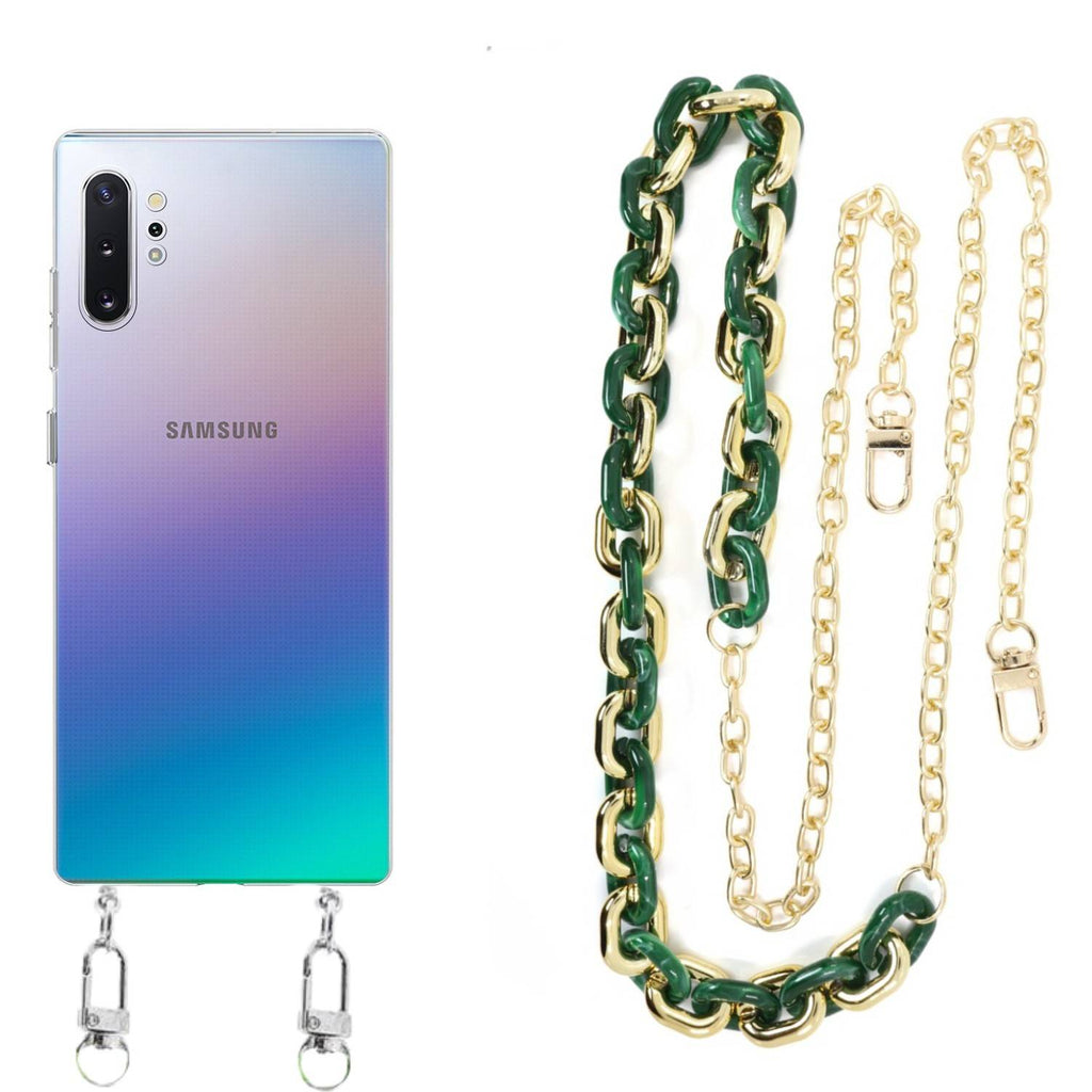 Capa cristal com cordão corrente verde para Samsung Galaxy Note 10 Plus