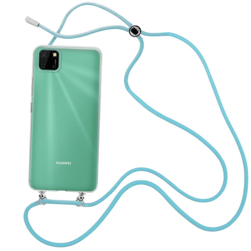 Capa cristal com fio cordão azul para Huawei Y5P