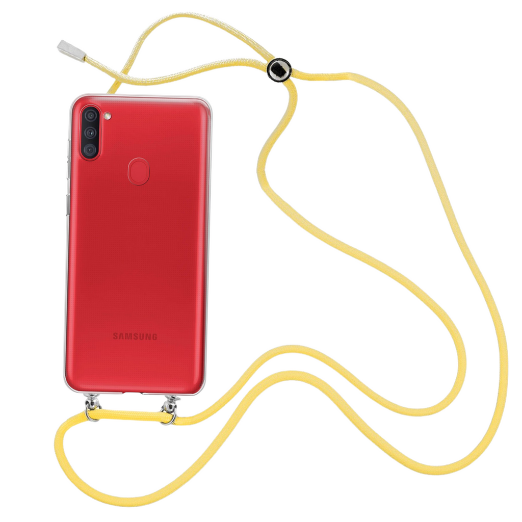 Capa cristal com fio cordão amarelo para Samsung Galaxy M11