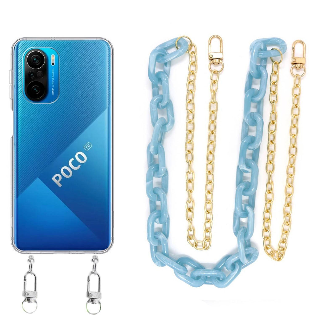 Capa cristal com cordão corrente azul para Xiaomi Mi 11i