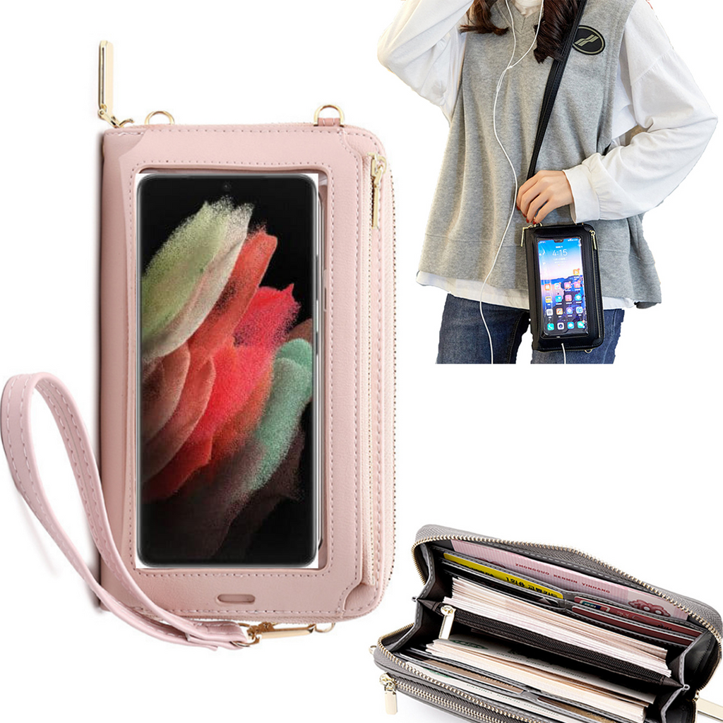 Bolsa Mala tira-colo com função touch ecrã Samsung S21 Ultra Rosa