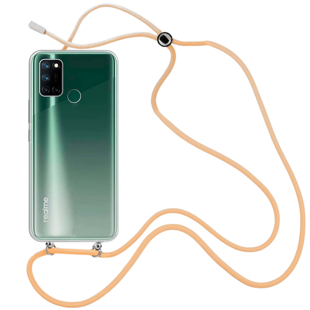 Capa cristal com fio cordão laranja para Realme 7i