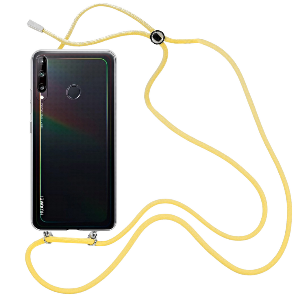 Capa cristal com fio cordão amarelo para Huawei P40 Lite E