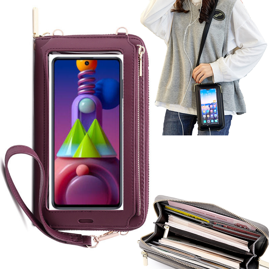 Bolsa Mala tira-colo com função touch ecrã Samsung M51 Vermelho vinho