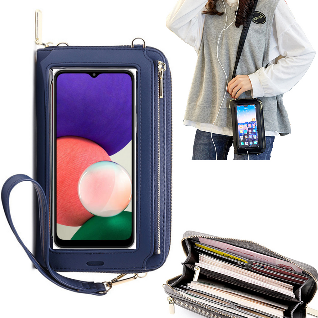 Bolsa Mala tira-colo com função touch ecrã Samsung M22 4G Azul claro