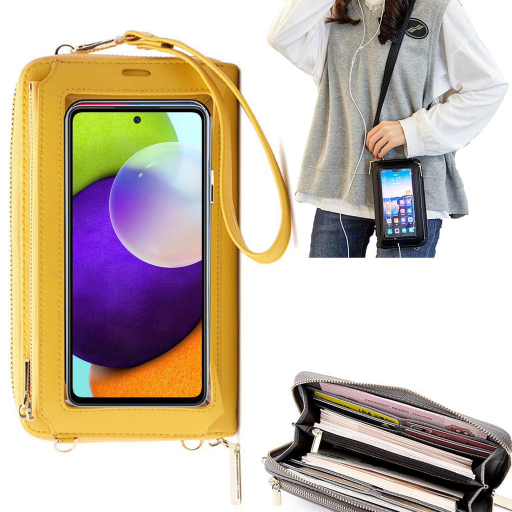 Bolsa Mala tira-colo com função touch ecrã Samsung A52 4G Amarelo