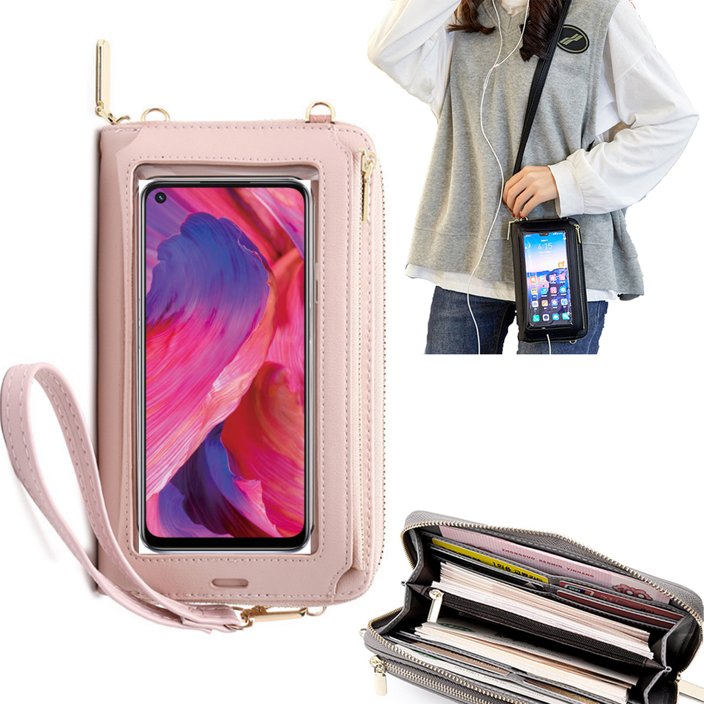Bolsa Mala tira-colo com função touch ecrã Oppo A54 5G Rosa