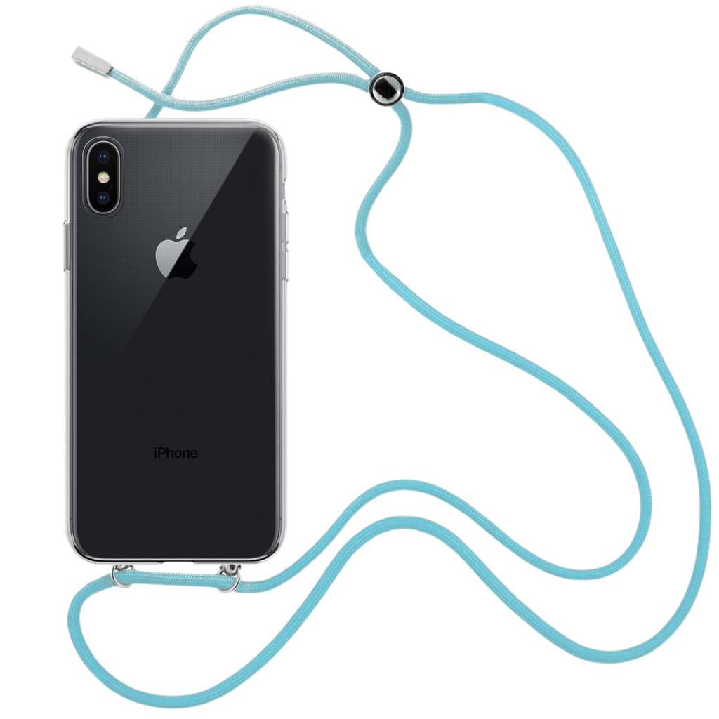 Capa cristal com fio cordão azul para iPhone X