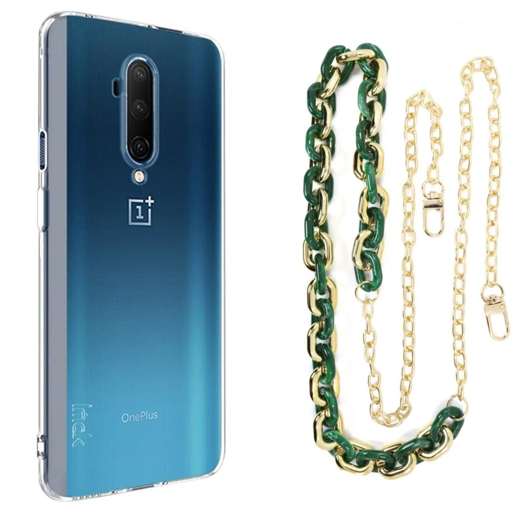 Capa cristal com cordão corrente verde para Oneplus 7T Pro