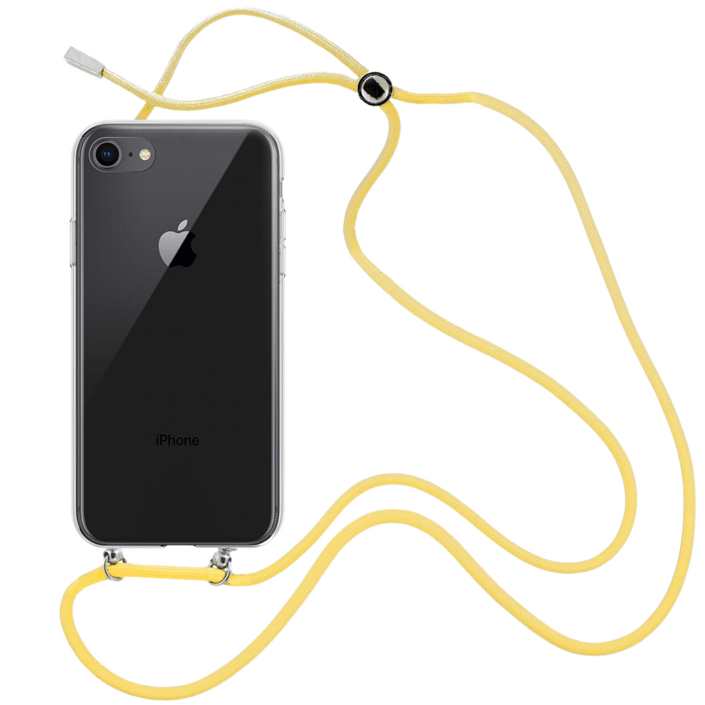 Capa cristal com fio cordão amarelo para iPhone 8