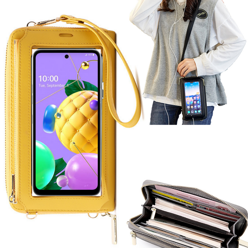 Bolsa Mala tira-colo com função touch ecrã LG K52 Amarelo