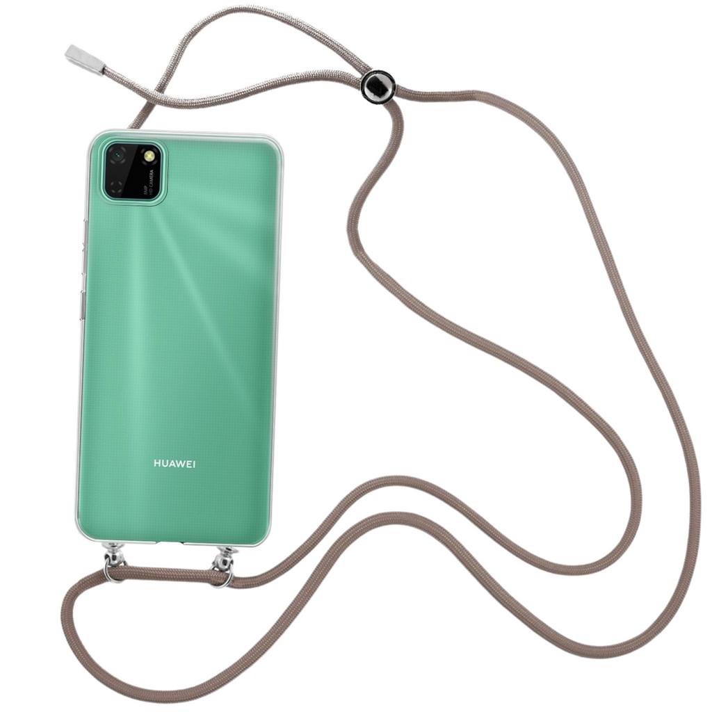 Capa cristal com fio cordão castanho para Huawei Y5P