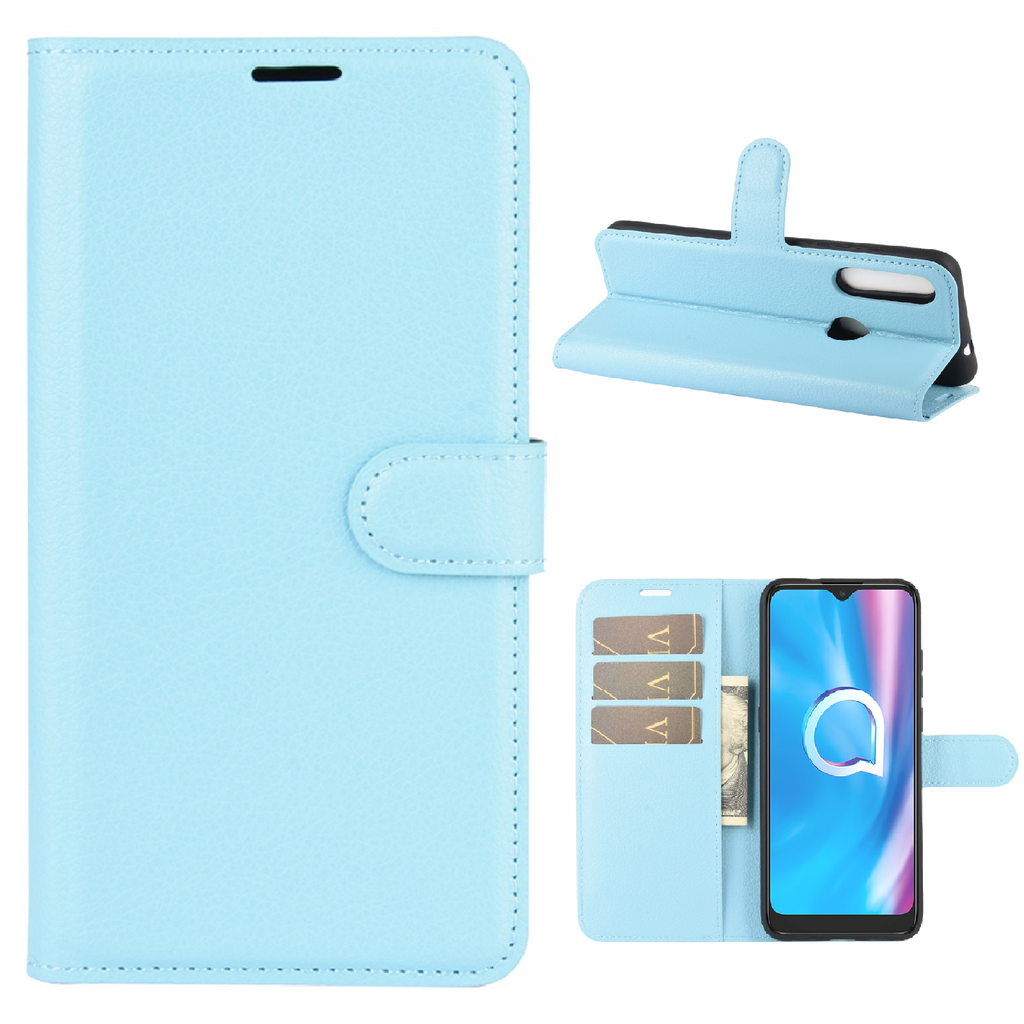 Capa carteira tipo Livro com porta cartões ALCATEL 1SE 2020 Light Blue