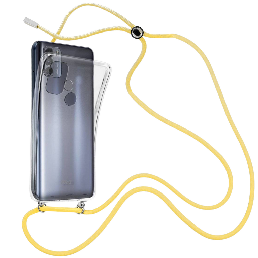 Capa cristal com fio cordão amarelo para Motorola Moto G50