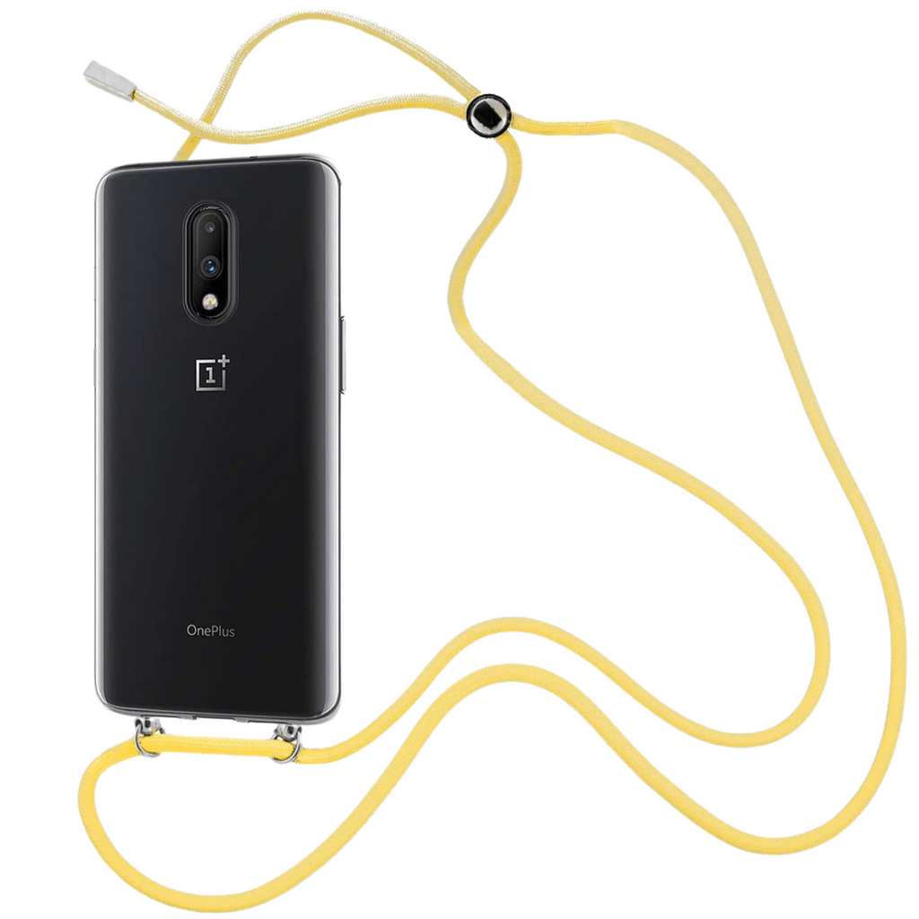 Capa cristal com fio cordão amarelo para Oneplus 7