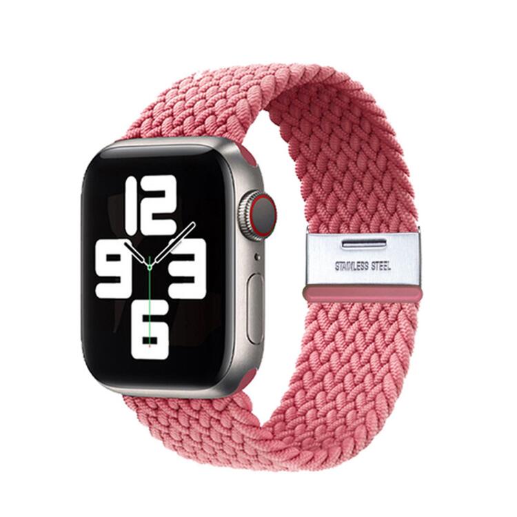 Bracelete entrançada Solo loop ajustável Apple Watch Series 7 41MM Pink Punch-#5