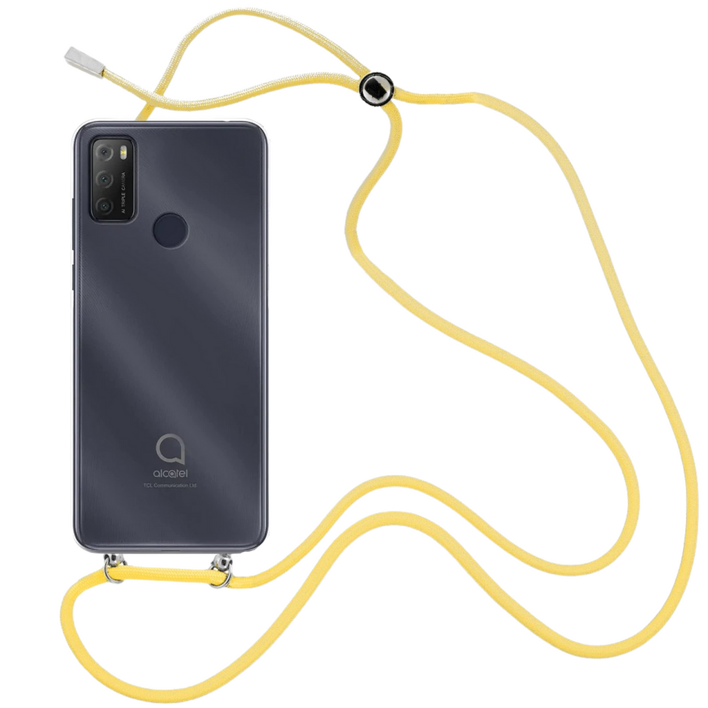 Capa cristal com fio cordão amarelo para Alcatel 3L 2021