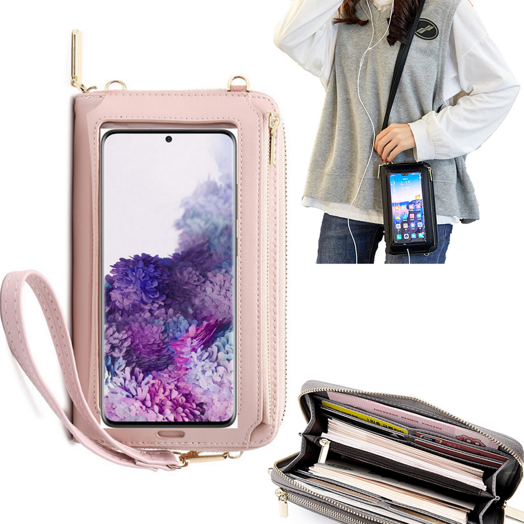 Bolsa Mala tira-colo com função touch ecrã Samsung S20 Plus Rosa