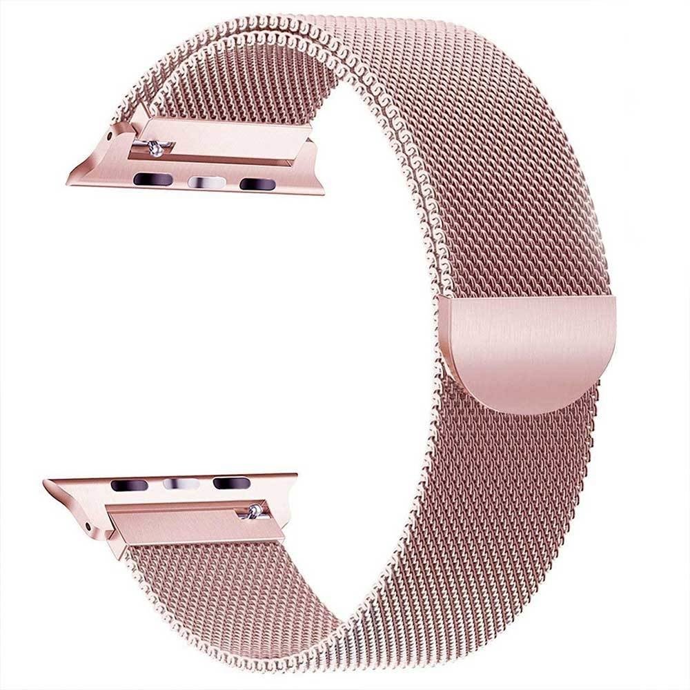 Pulseira Bracelete Milanese Loop Apple Watch SE 2022 44mm Rose Gold