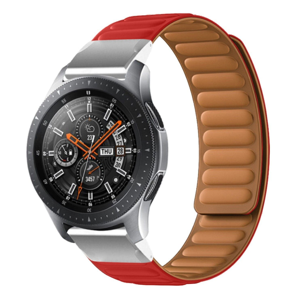 Pulseira Bracelete de elos magnéticos para Garmin fenix 6 Edição Pro Solar Vermelho