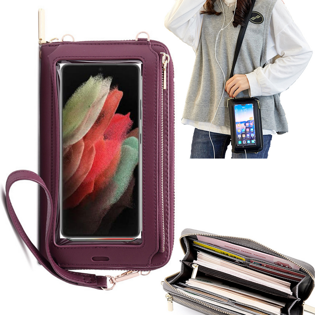 Bolsa Mala tira-colo com função touch ecrã Samsung S21 Ultra Vermelho vinho