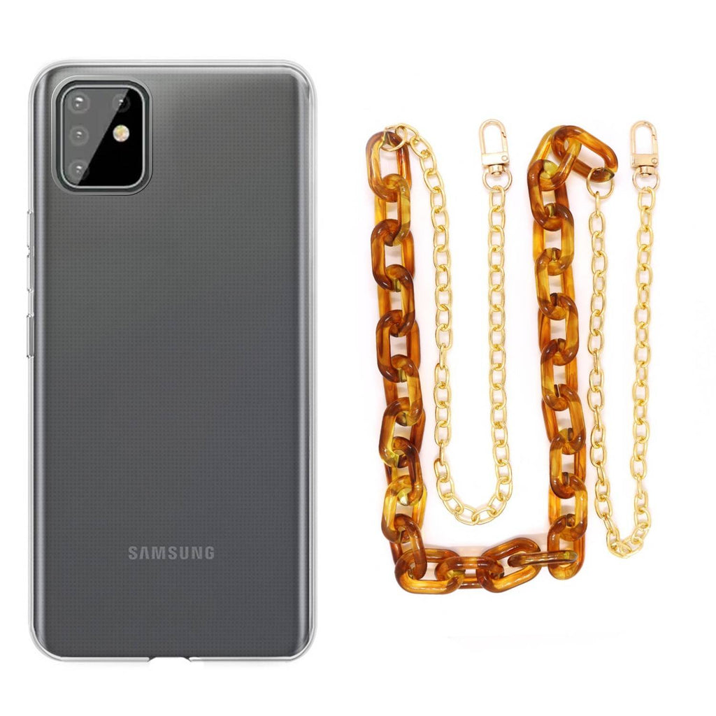 Capa cristal com cordão corrente castanho para Samsung Galaxy Note 10 Lite