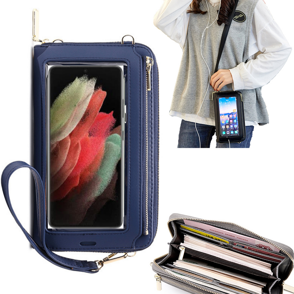 Bolsa Mala tira-colo com função touch ecrã Samsung S21 Ultra Azul claro