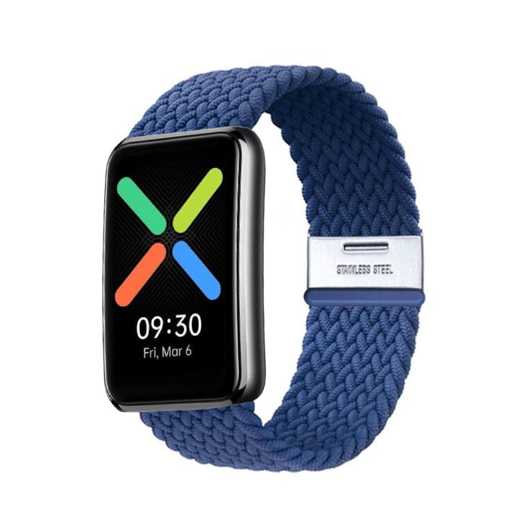 Bracelete entrançada Solo loop ajustável para Oppo Watch Free Azul