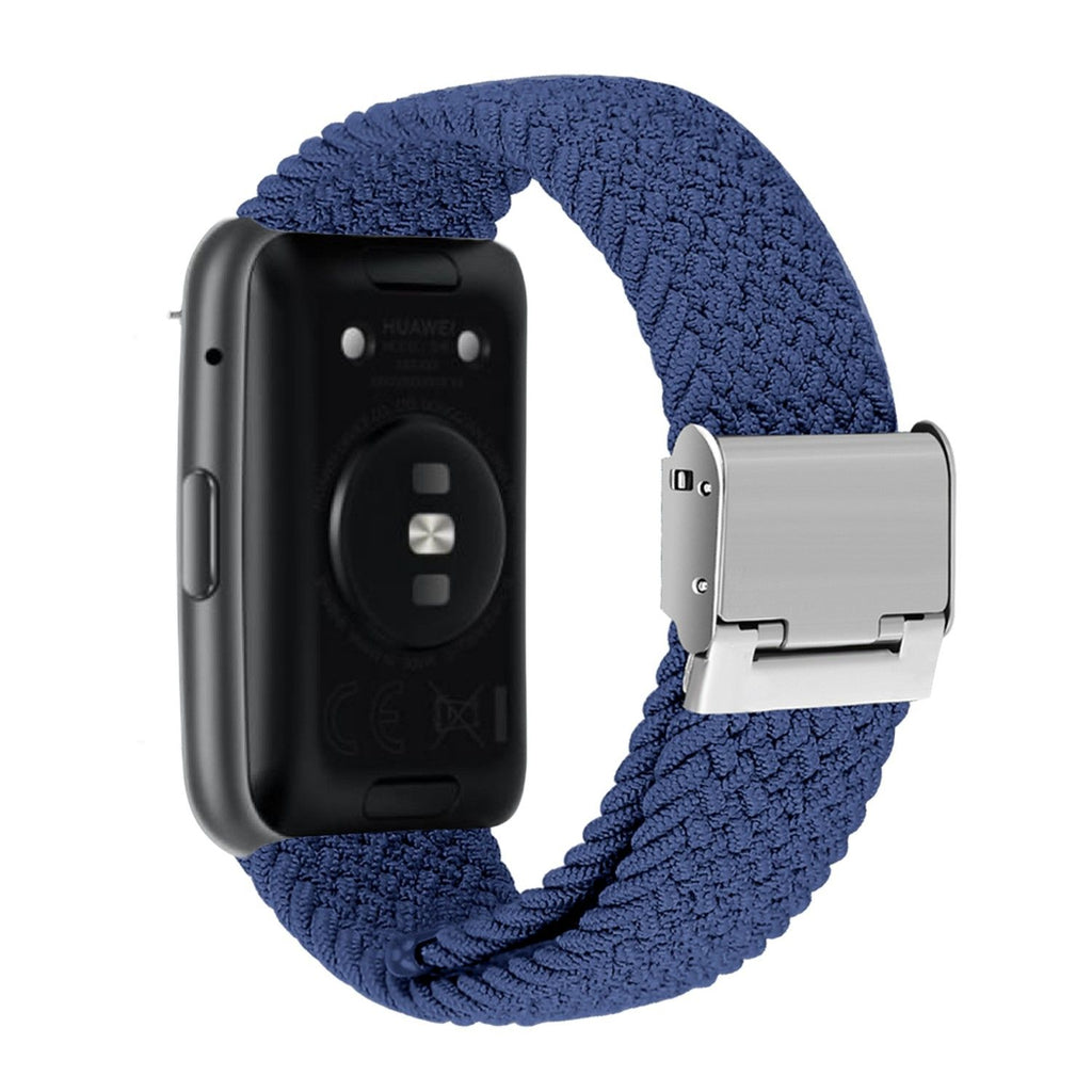 Bracelete entrançada Solo loop ajustável para Huawei Watch Fit 2 Azul