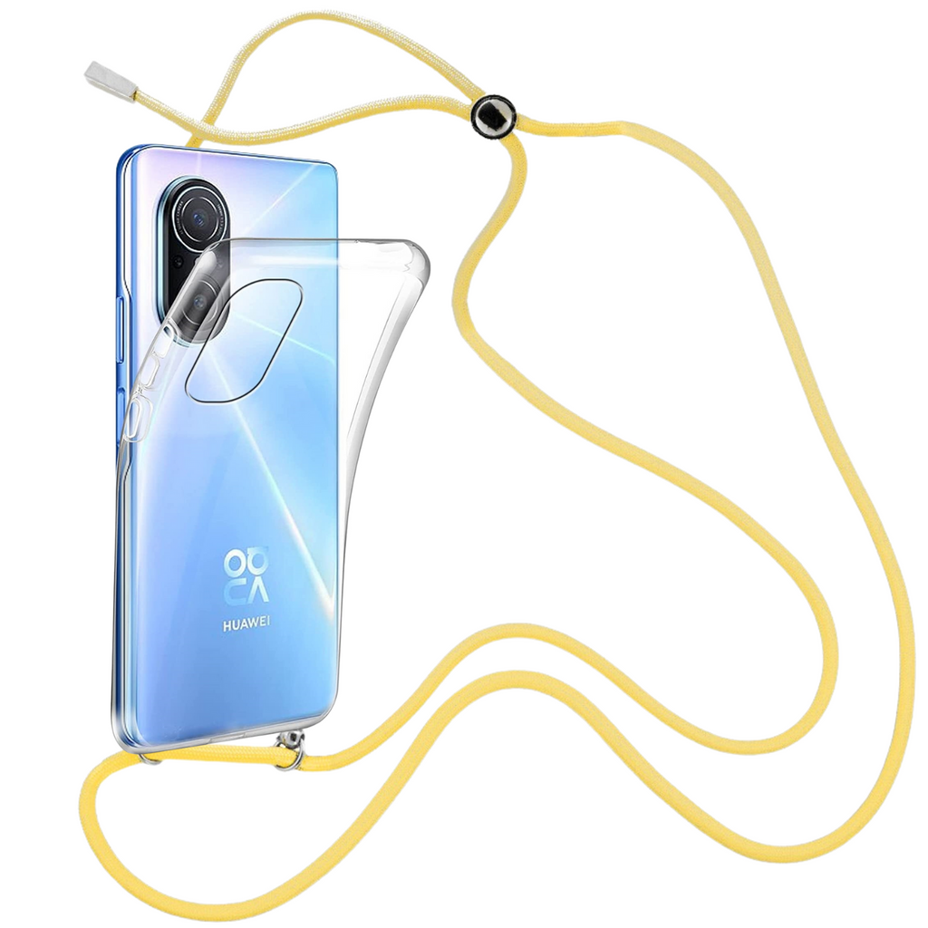 Capa cristal com fio cordão amarelo para Huawei Nova 9 SE