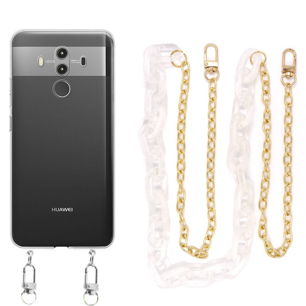 Capa cristal com cordão corrente branco para Huawei Mate 10 Pro