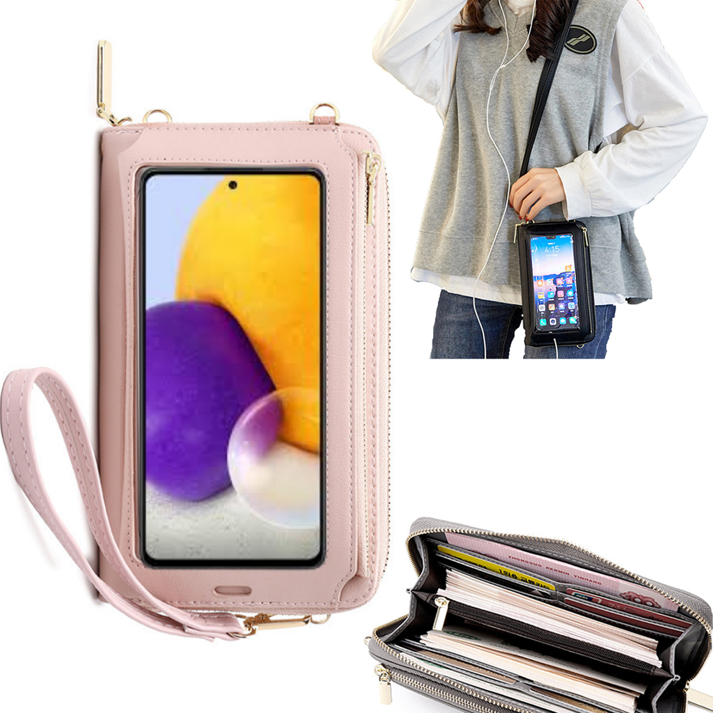 Bolsa Mala tira-colo com função touch ecrã Samsung A72 4G Rosa