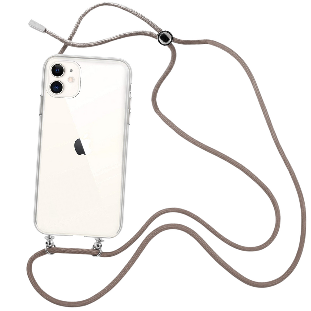 Capa cristal com fio cordão castanho para iPhone 14 Plus