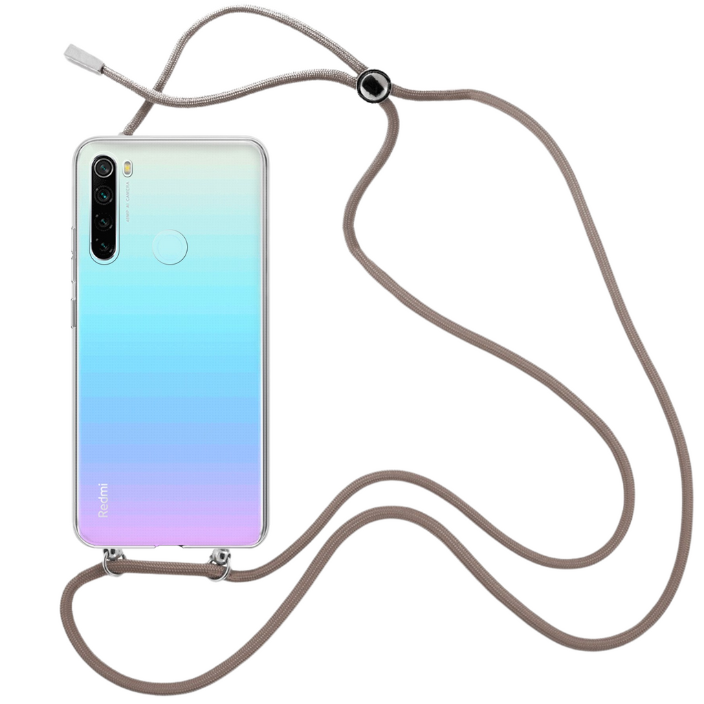 Capa cristal com fio cordão castanho para Xiaomi Redmi Note 8