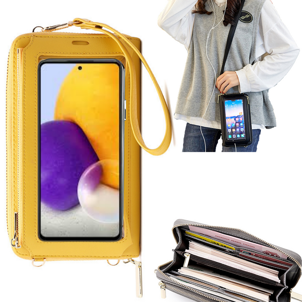 Bolsa Mala tira-colo com função touch ecrã Samsung A72 4G Amarelo