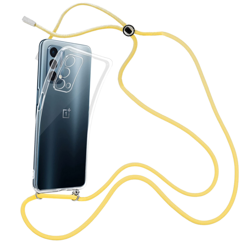 Capa cristal com fio cordão amarelo para Oneplus Nord N200 5G