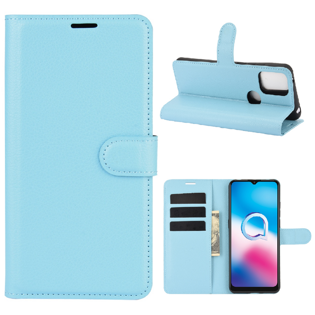 Capa carteira tipo Livro com porta cartões ALCATEL 3X 2020 Light Blue