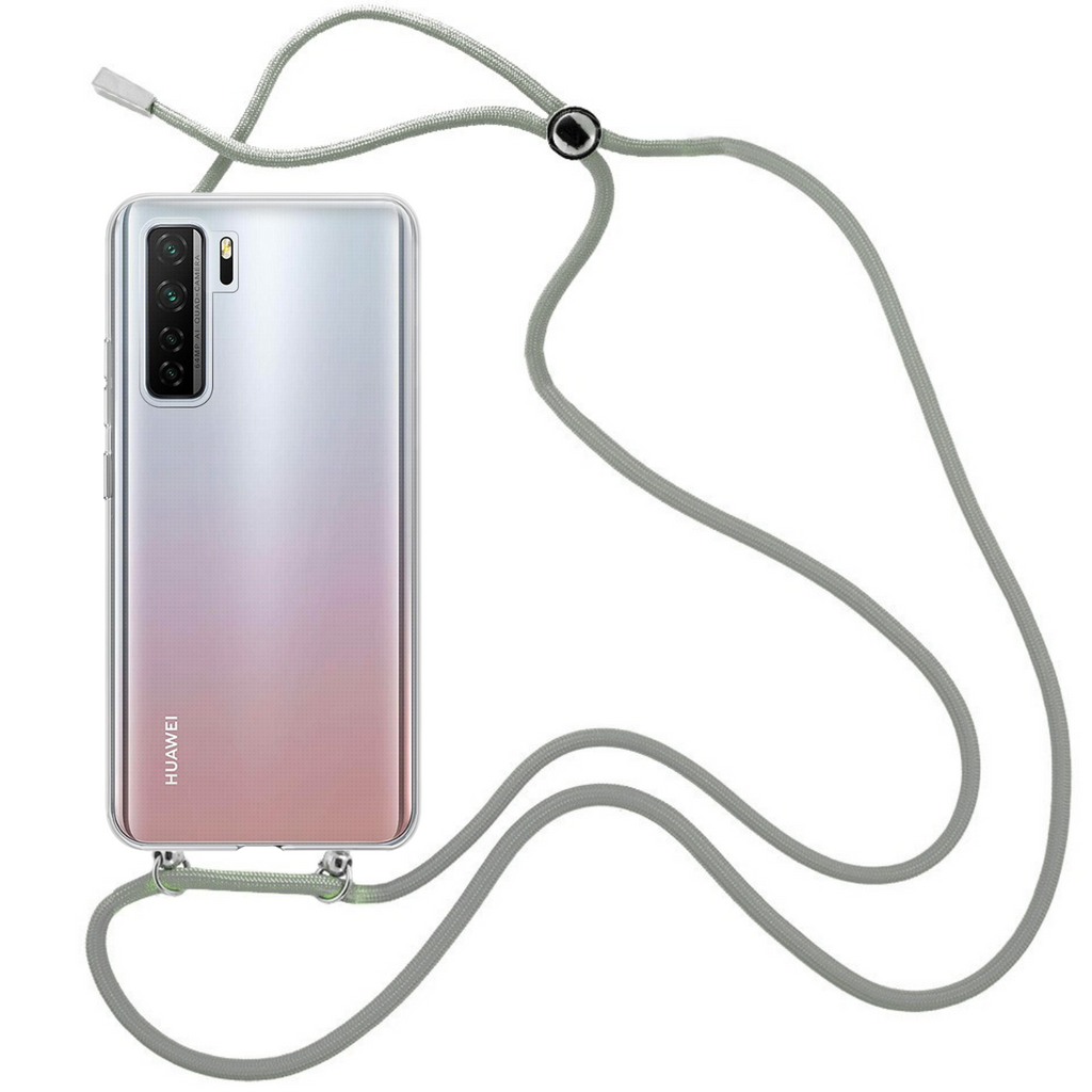 Capa cristal com fio cordão cinza para Huawei P40 Lite 5G