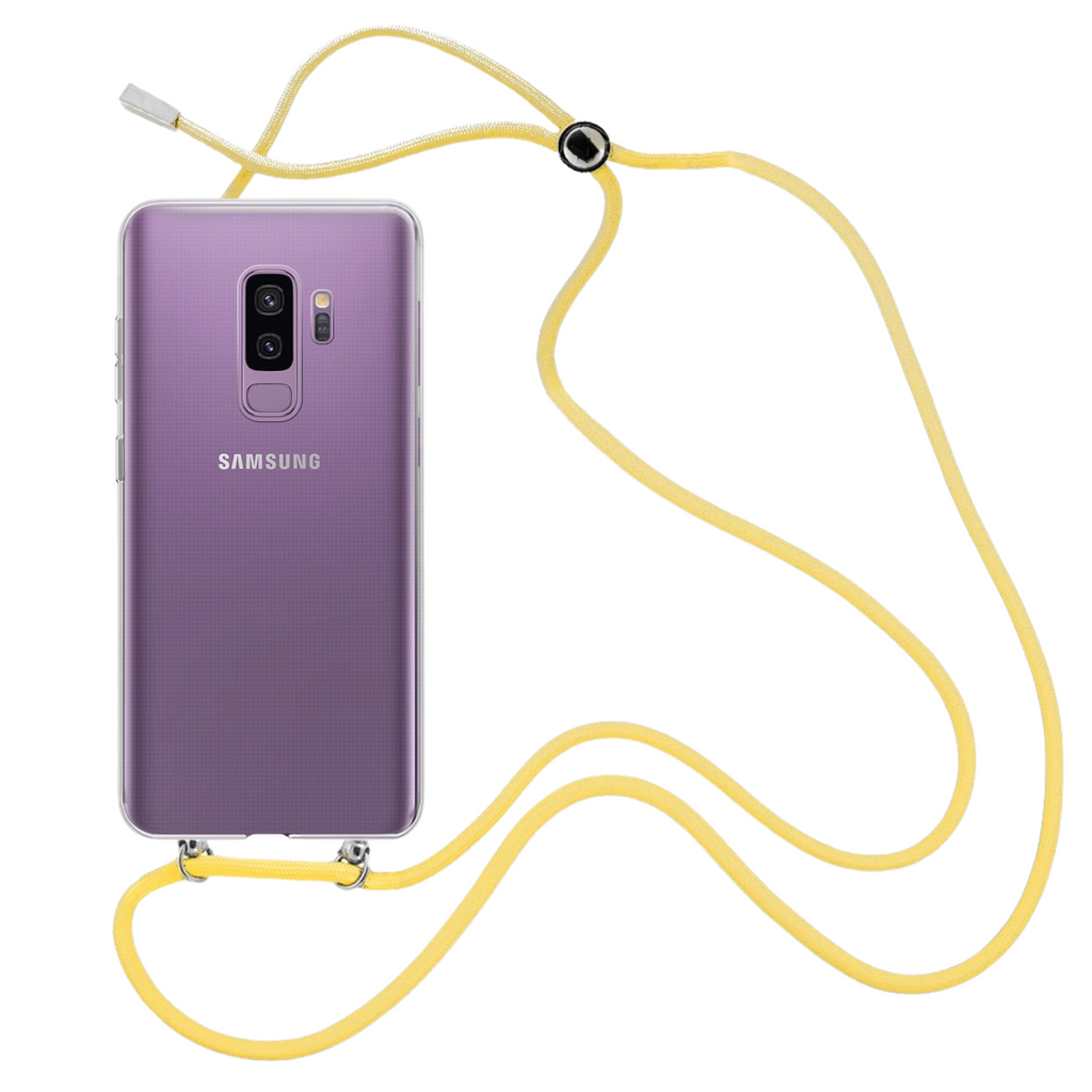 Capa cristal com fio cordão amarelo para Samsung Galaxy S9 Plus