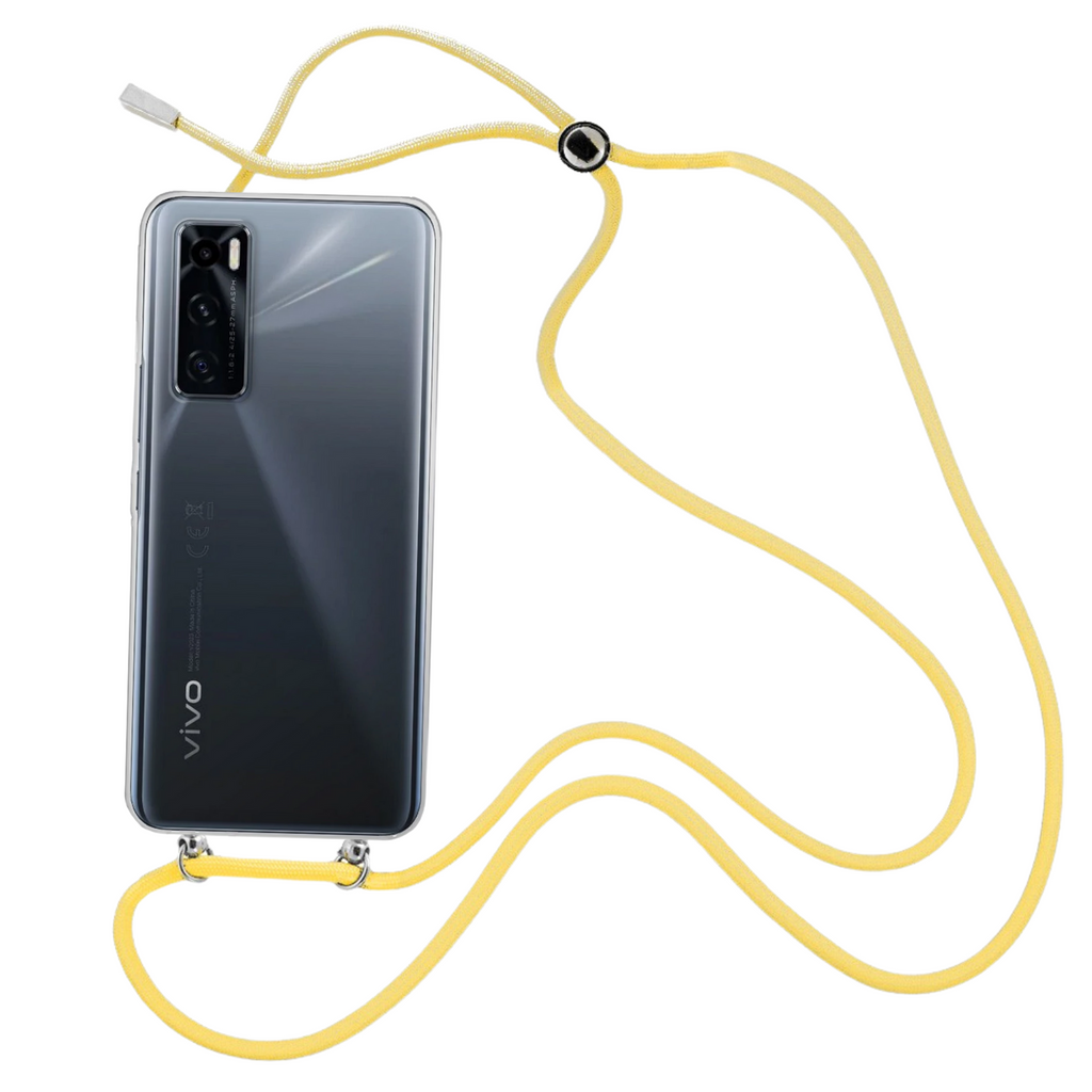 Capa cristal com fio cordão amarelo para Vivo Y70