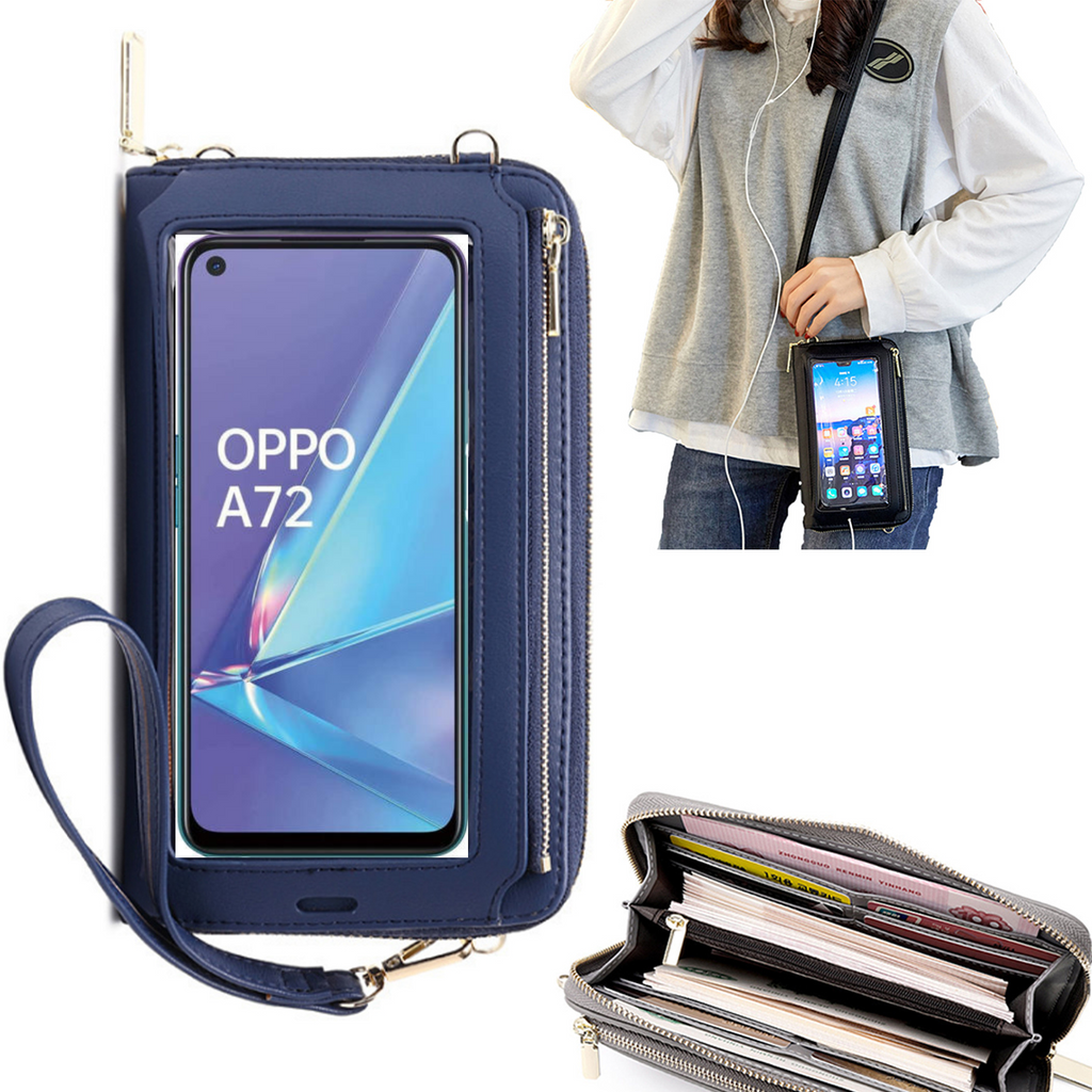Bolsa Mala tira-colo com função touch ecrã Oppo A72 Azul claro