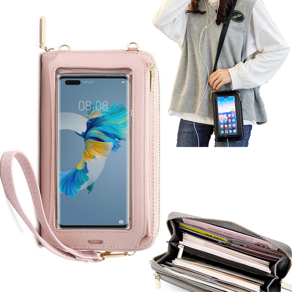 Bolsa Mala tira-colo com função touch ecrã Huawei Mate 40 Pro Rosa