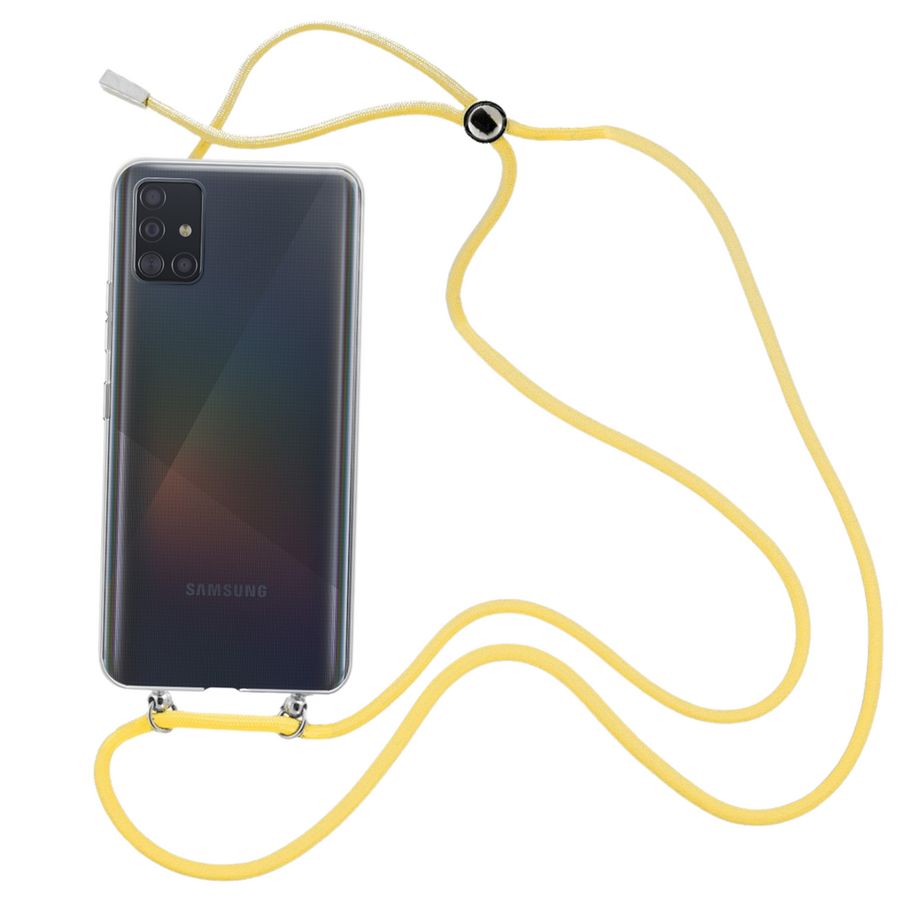 Capa cristal com fio cordão amarelo para Samsung Galaxy A71