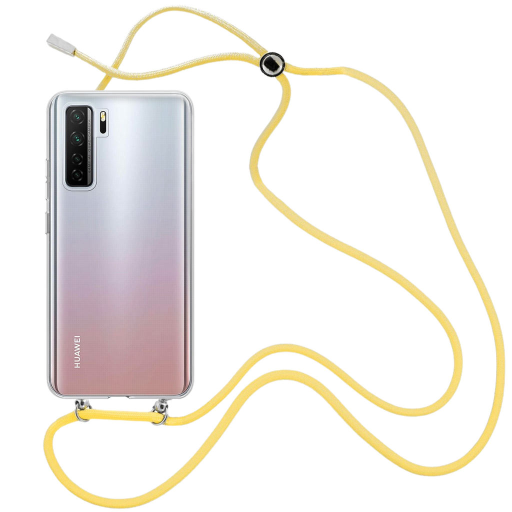 Capa cristal com fio cordão amarelo para Huawei P40 Lite 5G