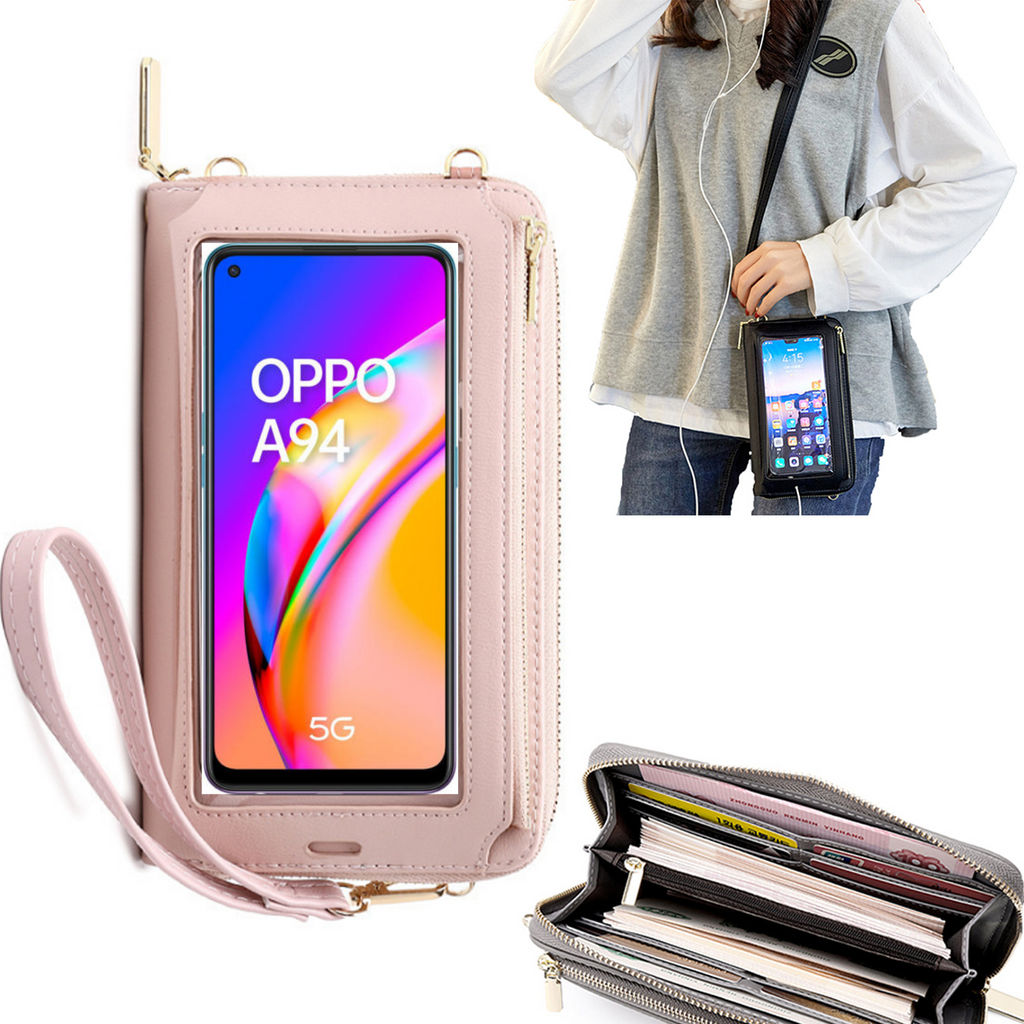 Bolsa Mala tira-colo com função touch ecrã Oppo A94 5G Rosa