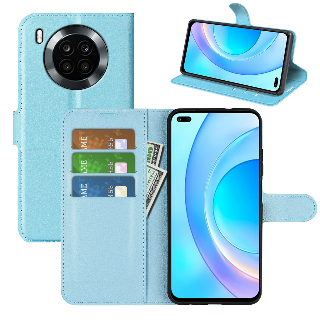 Capa carteira tipo Livro com porta cartões para Huawei Nova 8i Azul