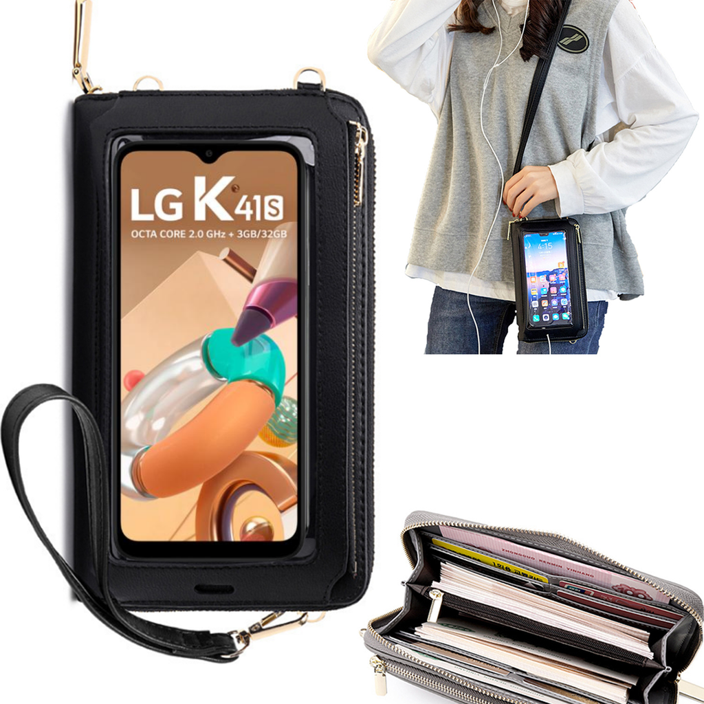 Bolsa Mala tira-colo com função touch ecrã LG K41s Preto