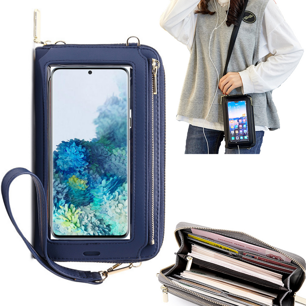 Bolsa Mala tira-colo com função touch ecrã Samsung S20 Azul claro
