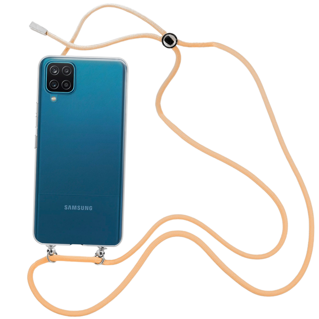 Capa cristal com fio cordão laranja para Samsung Galaxy A12