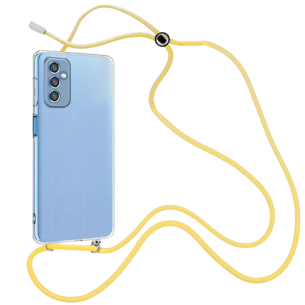 Capa cristal com fio cordão amarelo para Samsung Galaxy M52 5G